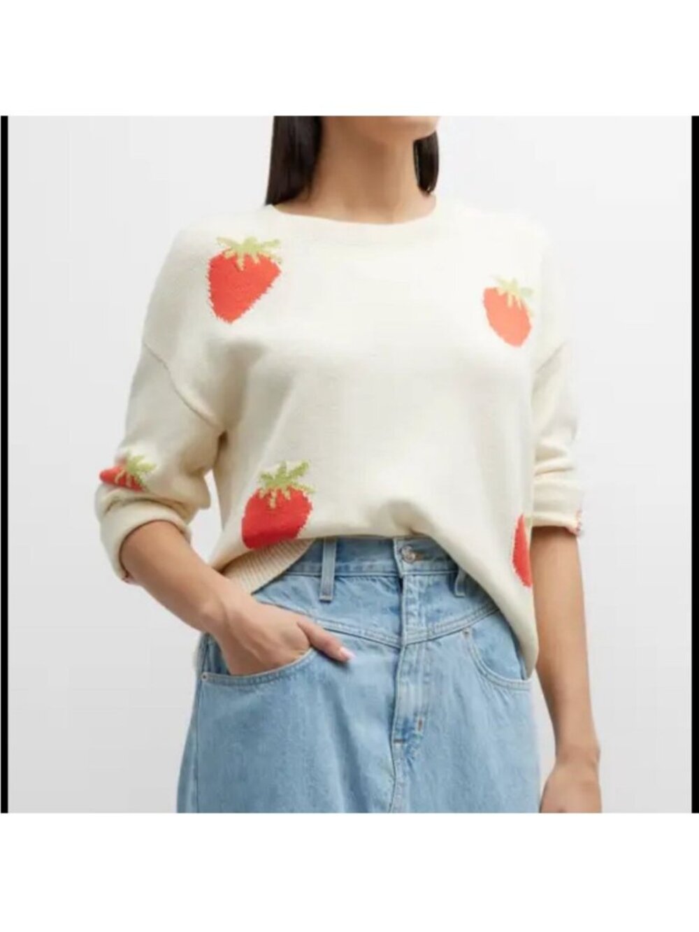 Rails Perci XL Strawberry Fruit Sweater Cream Crewneck